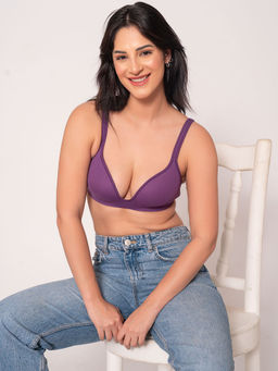 Chelvet - Purple Ultra-Soft Lightly Padded Non-Wired Everyday Bra - Medium Coverage