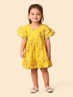 Fabindia - Yellow Cotton Printed Dress