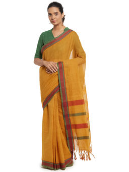 Fabindia - Mustard Hand Woven Cotton Saree