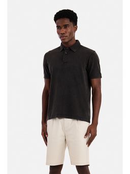 Snitch - Black Acid Wash Half Sleeves Regular Polo T-Shirt