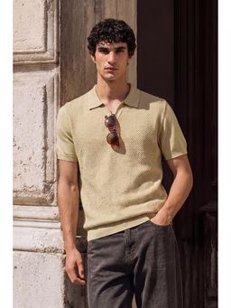 Snitch - Lime Green Textured Half Sleeves Regular Polo T-Shirt