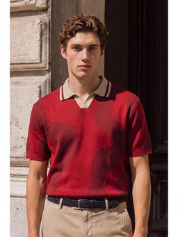 Snitch - Red Abstract Half Sleeves Oversized T-Shirt