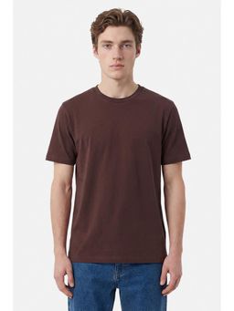 Snitch - Dark Brown Solid Half Sleeves Regular Casual T-Shirt