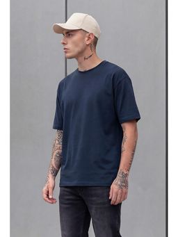 Snitch - Navy Solid Half Sleeves Regular Casual T-Shirt