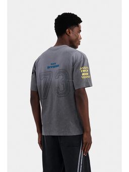 Snitch - Charcoal Grey Graphic Half Sleeves Oversized Casual T-Shirt