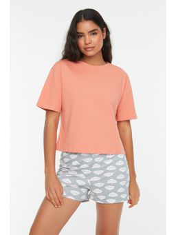 Trendyol - Womens Peach Solid/plain Co-ord (Set of 2)