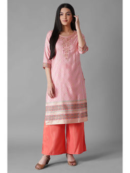 Aurelia - Pink Foil Geometric Print Kurta Palazzo (Set of 2)