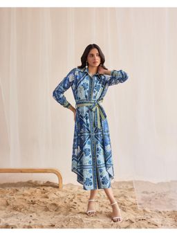 Style Island - Nia Printed Maxi Dress with Belt (Set of 2)