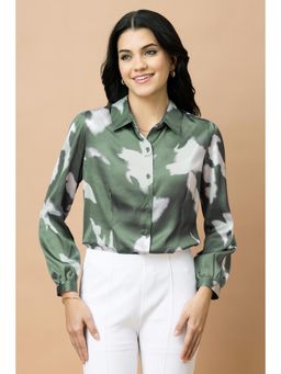 PURYS - Green Abstract Printed Casual Shirt
