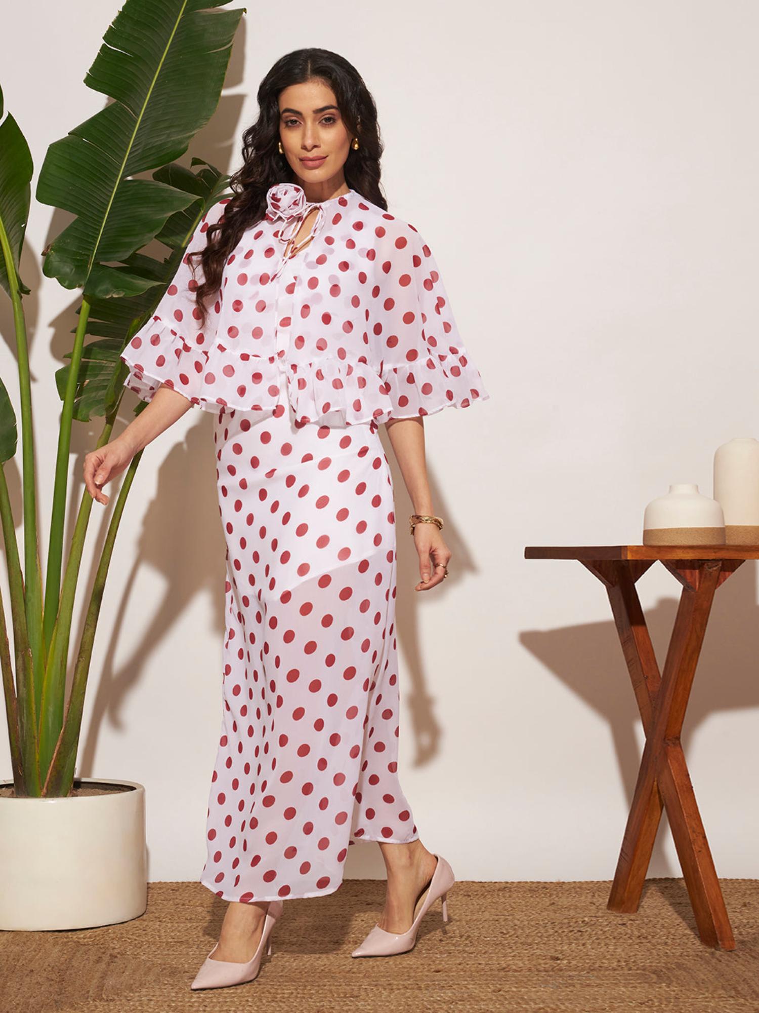 Kylie Polka Dot Printed Maxi Dress-image-5