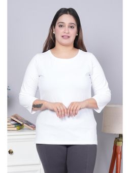 MLADA - White Relaxed Fit Longline Solid Cotton T-Shirt