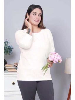 MLADA - White Relaxed Fit Longline Solid Cotton T-Shirt