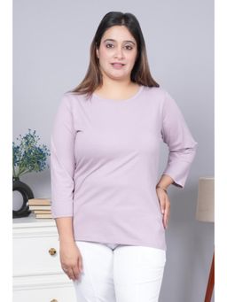 MLADA - Lavender Relaxed Fit Longline Solid Cotton T-Shirt