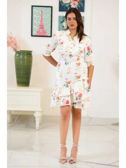 Pretty Pixie - WhiteFloral Dahlia Belle Tiered Ruffle Mini Dress