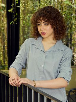 PINACOLADA - Light Blue Self Design Half Sleeve Casual Shirt