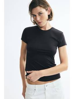 H&M - Women Black Fitted Microfibre T-Shirt