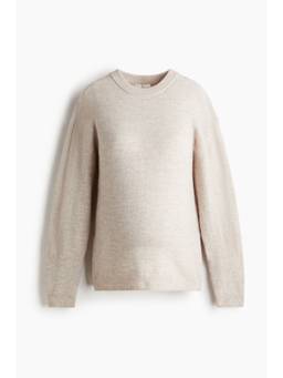 H&M - Women Beige Mama Slit-Hem Jumper