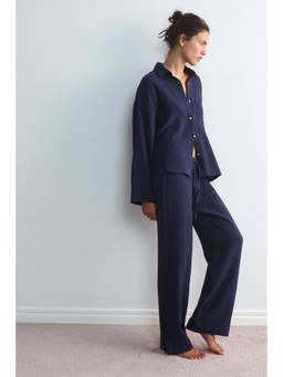 H&M - Women Blue Cotton Muslin Pyjamas