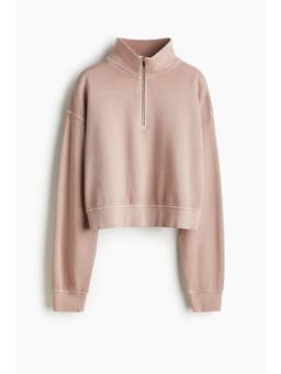 H&M - Women Pink Washed-Look Zip-Top Sweatshirt