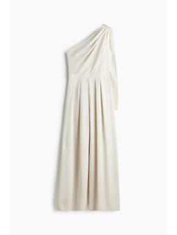 H&M - Women Beige One-Shoulder Satin Jumpsuit