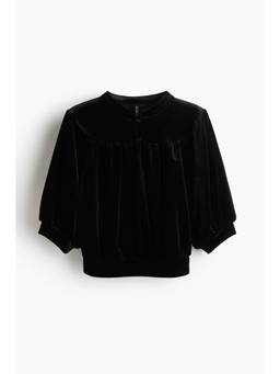 H&M - Women Black Velour Top