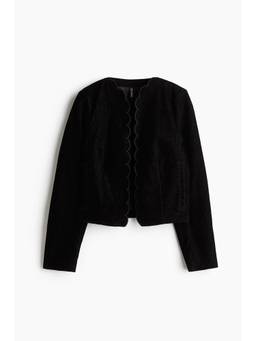H&M - Women Black Flocked Denim Jacket