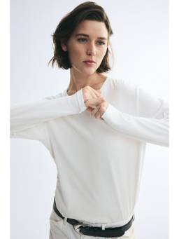 H&M - Women White Long-Sleeved Cotton Top