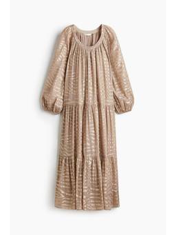 H&M - Women Beige Jacquard-Weave Dress
