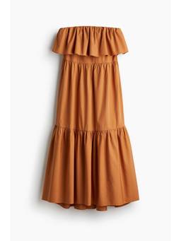 H&M - Women Orange Cotton Poplin Bandeau Dress