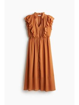 H&M - Women Orange Frill-Trimmed Dress