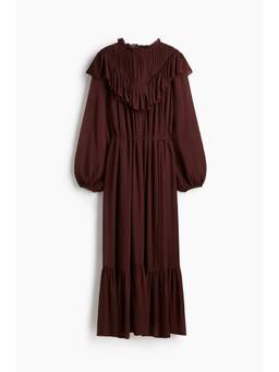 H&M - Women Red Frill-Trimmed Chiffon Dress