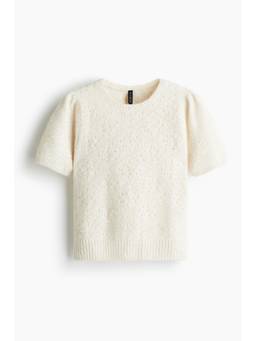 H&M - Women Beige Pointelle-Knit Top