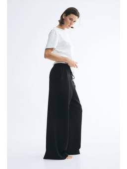H&M - Women Black Pleat-Detail Drawstring Trousers