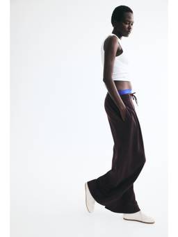 H&M - Women Purple Pleat-Detail Drawstring Trousers