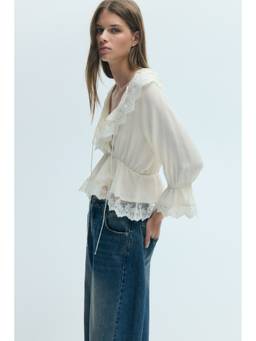 H&M - Women White Flounced Peplum Blouse