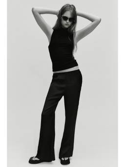 H&M - Women Black Flared Satin Trousers