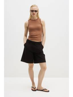 H&M - Women Brown Cooling Slim Fit Ribbed Integral-Bra Vest Top