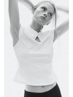 H&M - Women White Viscose-blend keyhole top
