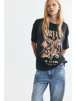 H&M - Women Black Oversized Printed T-Shirt