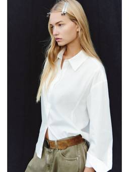 H&M - Women White Waisted poplin shirt