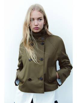 H&M - Women Green Short trench coat
