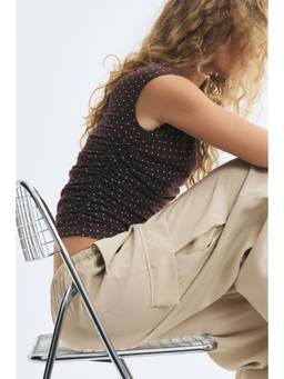 H&M - Women Brown Draped Cap-Sleeved Top