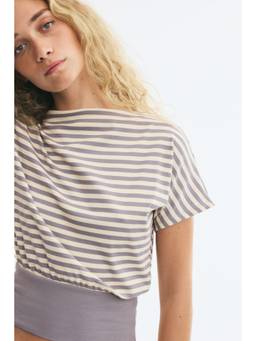 H&M - Women Yellow Boat-Neck Cotton Top