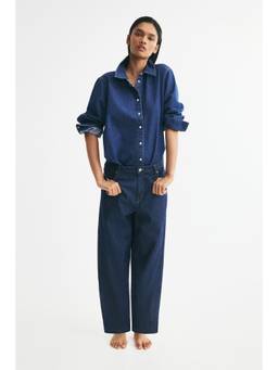 H&M - Women Blue Loose-fit denim shirt