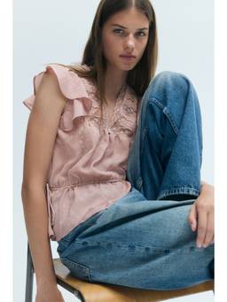H&M - Women Pink Lace-Detail Blouse