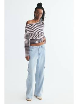 H&M - Women Pink One-Shoulder Pique Top