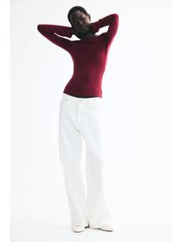 H&M - Women Red Long-Sleeved Fine-Knit Top