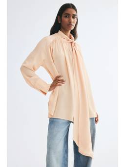 H&M - Women Orange Tie-Neck Blouse