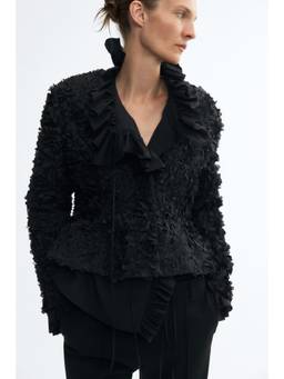 H&M - Women Black Appliqued Peplum Blazer
