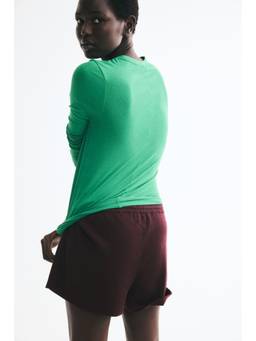 H&M - Women Green Long-Sleeved Ribbed Top
